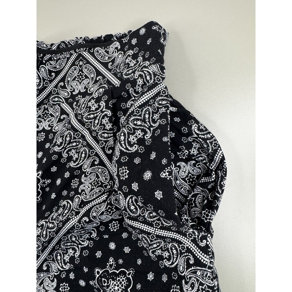 Monteau Los Angeles Linen Blend Wide Leg Bandana Print Pants XL‎ Black White - Picture 4 of 11